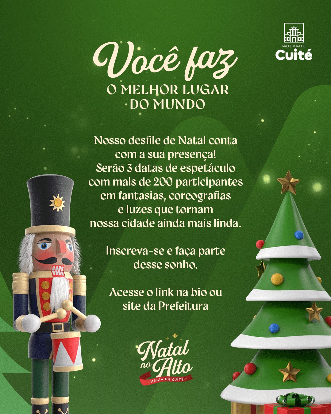 Prefeitura de Cuité abre inscrições para o Desfile de Natal 2025