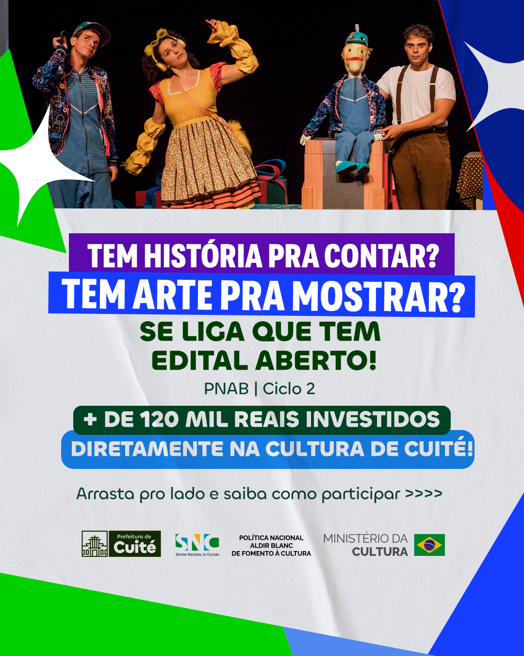 Cuité está com inscrições abertas para projetos culturais com R$ 125 mil da PNAB